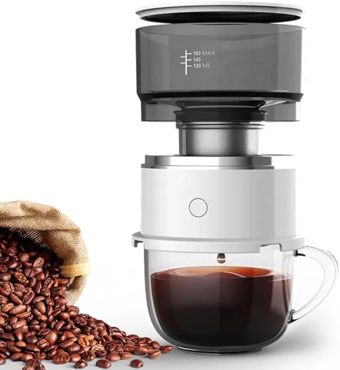 Generic BrewMatic-Smart Automatic Mini Portable Coffee Maker | Single Cup Pour Over Drip Coffee Machine with Filter for Travel Home Office and Kitchen Small
