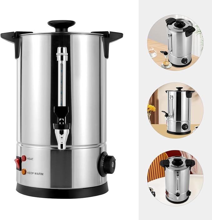 Commercial Grade Stainless Steel Percolate Coffee Maker Hot Water Urn for Catering 8L/2.11gal Premium Commercial Coffee Machine Large Stainless Steel Coffee Maker Metallic