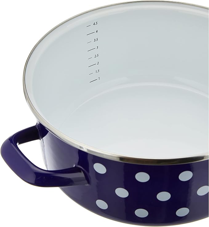 GSW 7-Piece Cooking Pot Set with Dots Blue-white steel enamel plastic