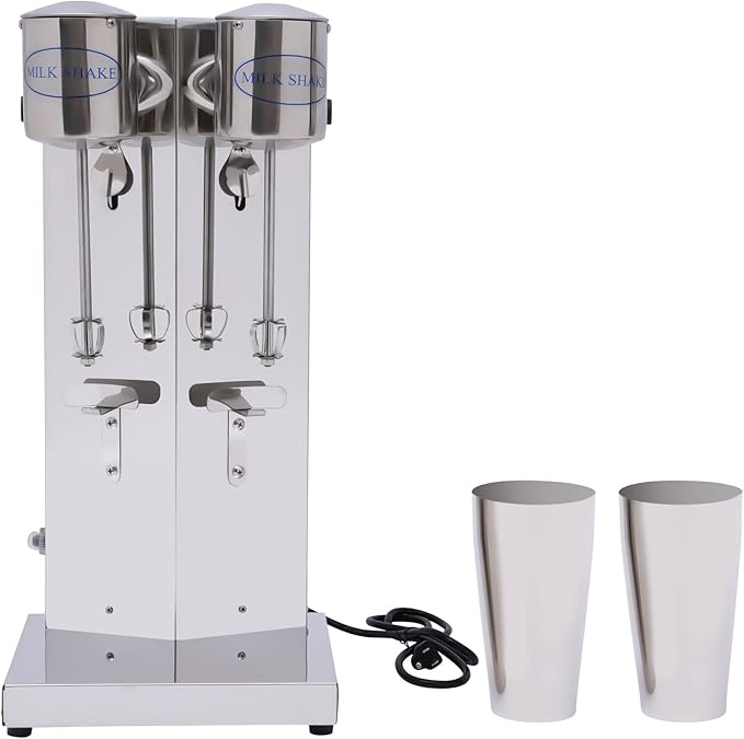 Milk Shaker Machine 180W Commercial Stainless Steel Milk Shaking Machine Double Head Milkshake Maker with 800ml Cup