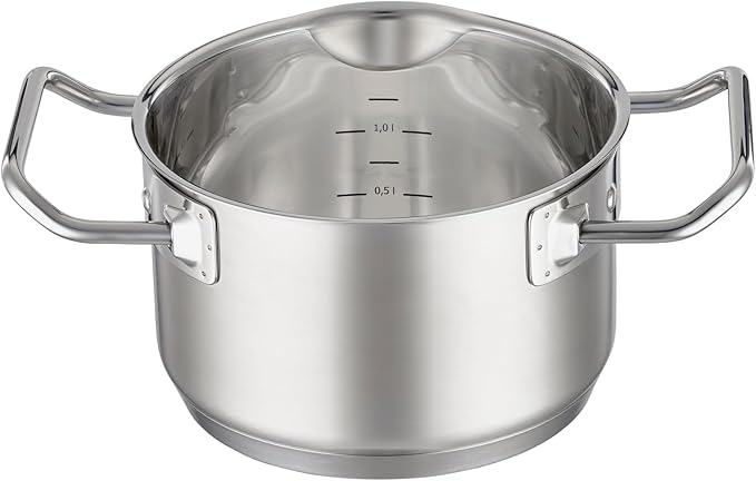 Rösle EXPERTISO Cookware Collection 6.3 in. Stainless Steel High Casserole Pot with Glass Lid