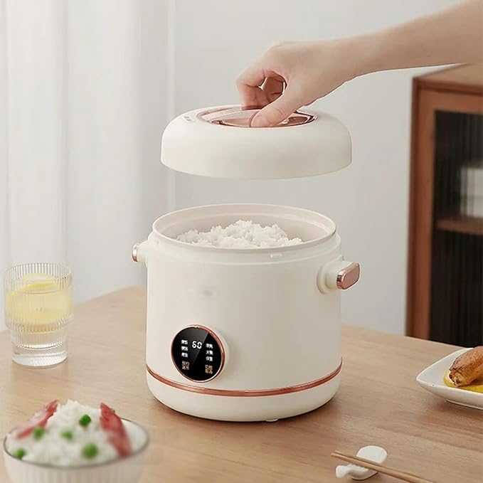 Multifunctional Rice Cooker 2L Capacity Electric Cooker Ceramic Glaze Non-Stick Inner Pot Electric Mini Hot Pot for Dormitory (Color : No stew Pot)