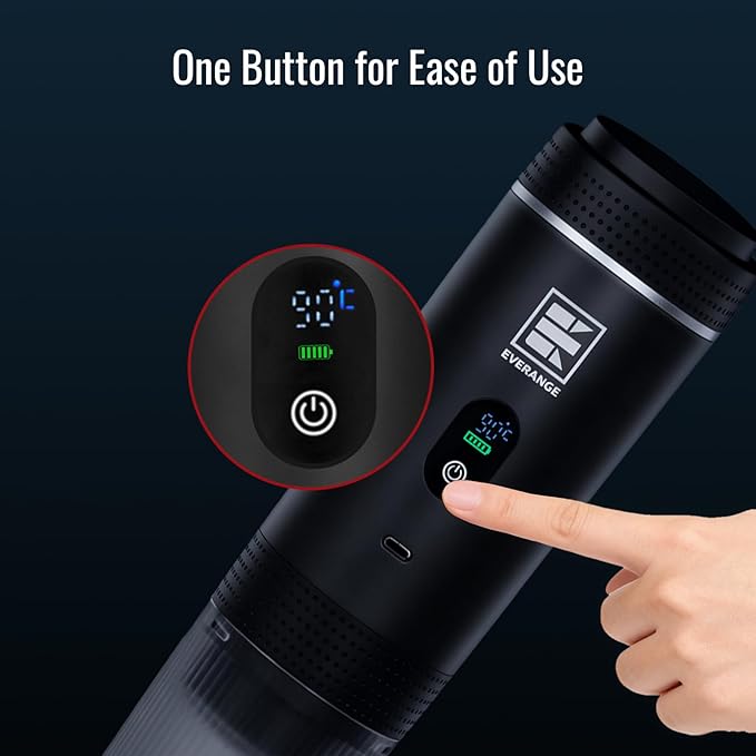 Portable Electric Espresso Machine Travel Coffee Maker Brewer Compatible with Ground Coffee &amp NS Capsules (Black with LCD Screen)