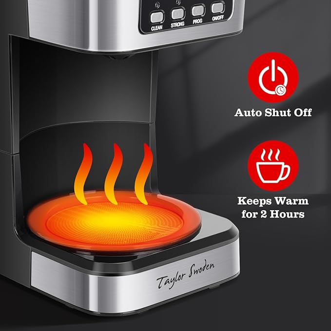 Taylor Swoden 12-Cup Programmable Coffee Maker and Aigostar Electric Kettle Tea Kettle with Temperature Control and Tea Infuser 1500W
