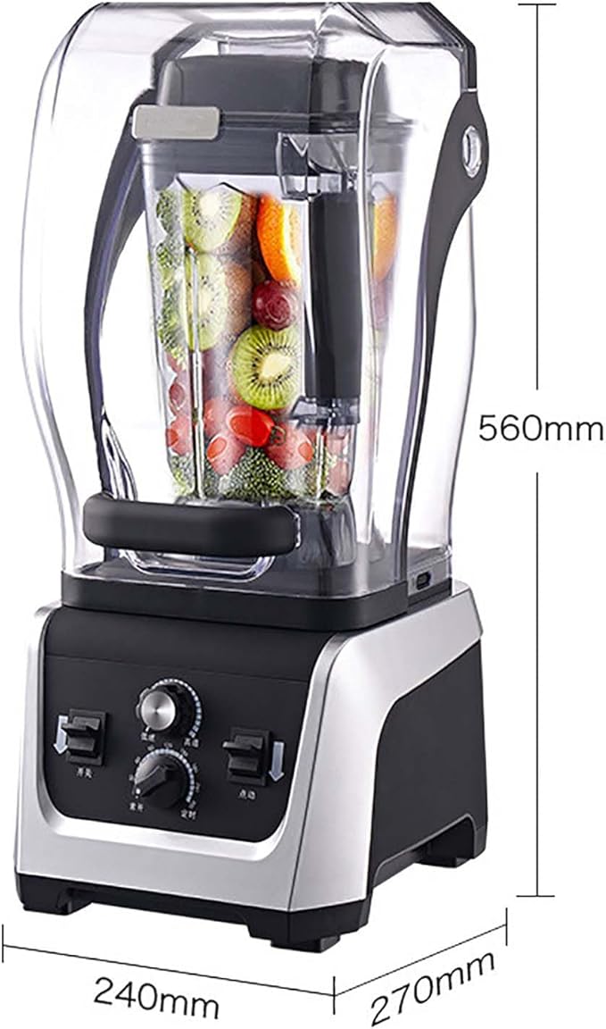 Smoothie Blender Commercial Blender with Soundproof Shield With Timing Function Adjustable Speed 2.5l Large Capacity for Crushing Ice Smoothie Puree Restaurant Bar Coffee Shop