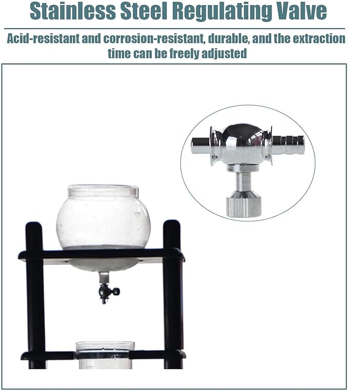 Coffee Maker 1000ml Capacity Cold Brew Drip Tower Coffee MakerAdjustable Dripper Slow Drip Ice Coffee Maker for Home Office Coffee Lover