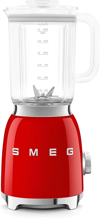SMEG BLF03 Retro Style Blender – 600W Countertop Blender with 48 oz BPA-Free Jug 3 Speeds + Pulse Ice Crush &amp Smoothie Functions – 50s-Inspired Design-Red