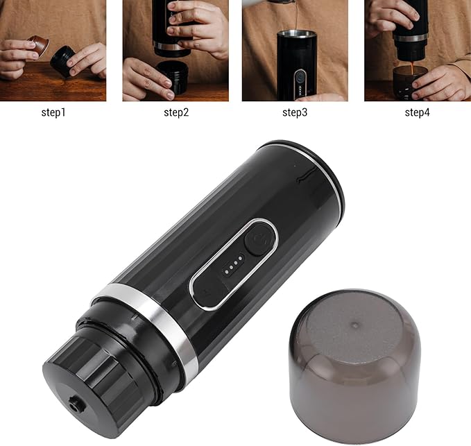 Fabater Portable Coffee Machine Mini Rechargeable Electric Coffee Maker for Travel Camping Office Compatible with Capsule and Ground Travel Maker for Camping Hiking