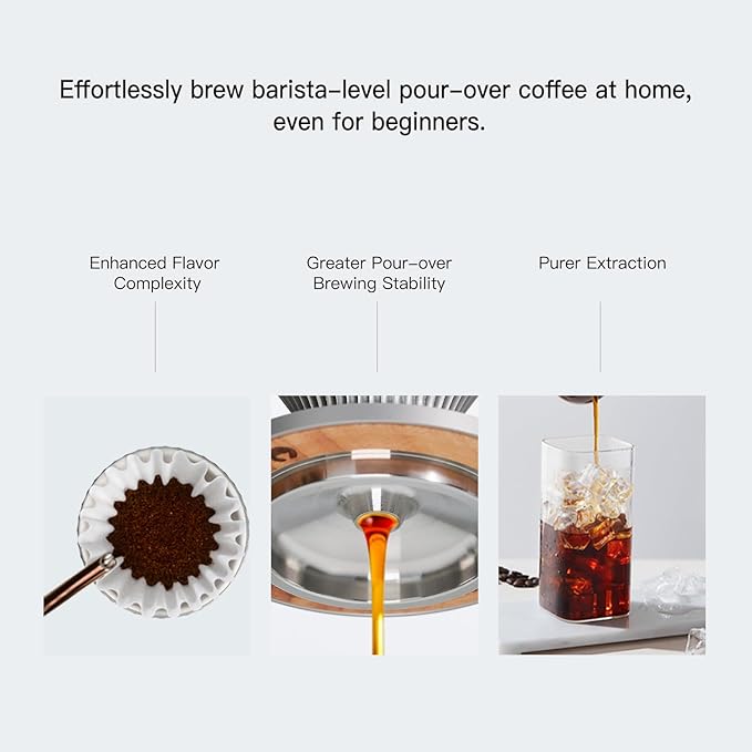 Metal Pour Over Coffee Dripper Reusable Filter with Night Light Customized Blossom Cone Funnel for Travel Camping Office Home Manual Coffee Brew Maker