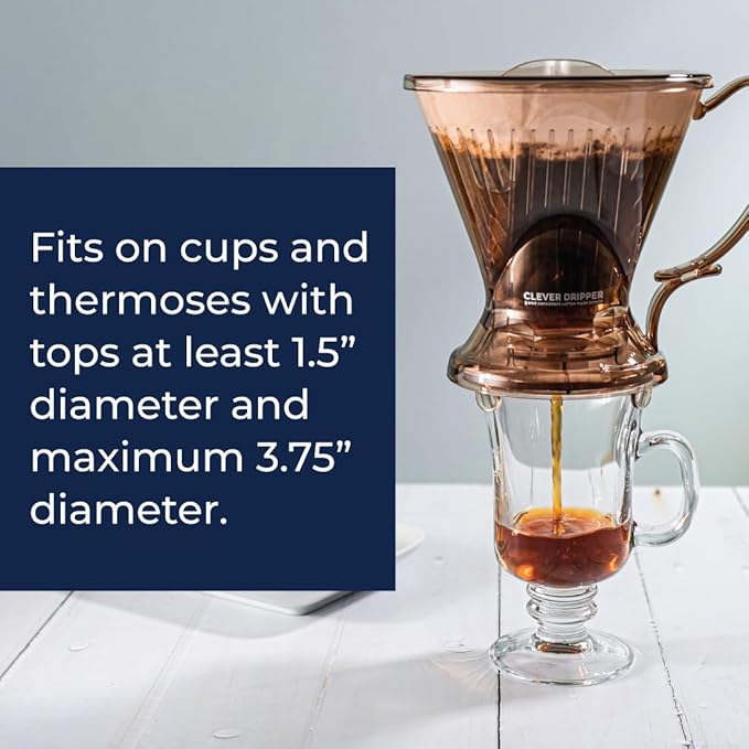 Clever Coffee Dripper and Filters Large 18 oz Original Classic Design Safe BPA Free Plastic dripper coffee maker drip coffee maker pour over 100 filters coaster and lid