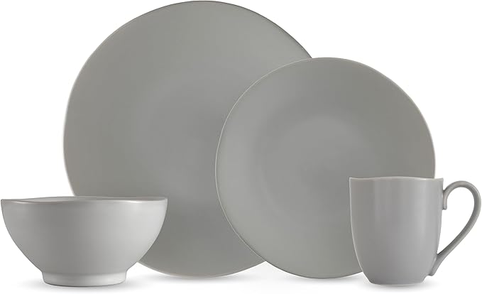 Eater x Zwiesel Fortessa Tempus Stoneware 16 Piece Dinnerware Set (Service for 4) Smoke