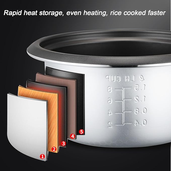 Electric Rice Cooker &amp Steamer - Rice Cooker 1.8L (10 Cup) Keep Warm Function Removable Non Stick Bowl Easy to Clean Steamer Basket Measuring Cup &amp Spoon Inc Energy Saving(1.2L)