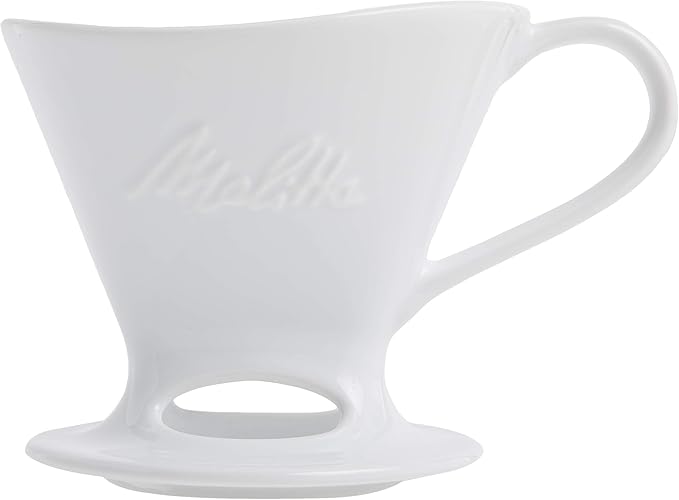 Melitta 1 Cup Porcelain Pour-Over Cone Coffeemaker Glossy White
