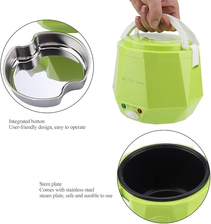 Travel Rice Cooker Portable Rice Cooker For Travel 12V 100W 1.3L Portable Mini Multifunctional Electric Non Stick Pot Electric Food Steamer For Outdoor Travel Car Cooking(#2)