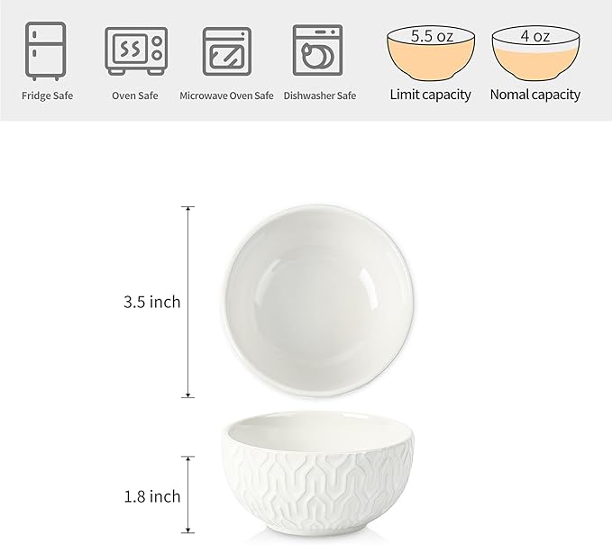 Sureasy Dinnerware Sets 16-piece + 3.5 inch Small Bowls Set of 4 White