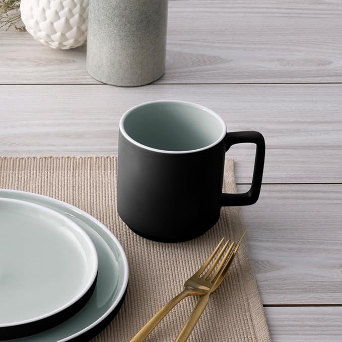 Noritake ColorTrio Graphite 16-Piece Stax Dinnerware Set Service for 4