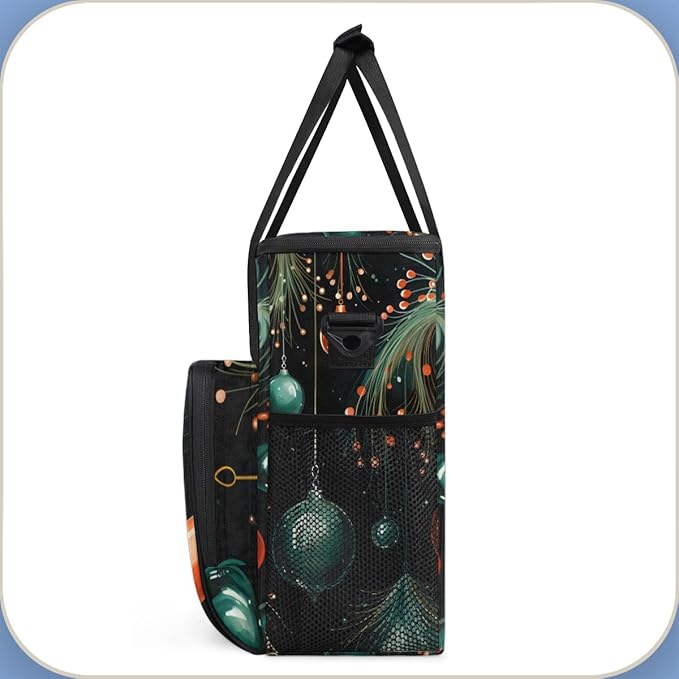 Christmas Ball Coffee Maker Carrying Bag Winter Xmas Travel Storage Bag Compatible with K-Mini or K-Mini Plus Single Serve Coffee Brewer Carrying Case with Multiple Pockets &amp Shoulder Strap