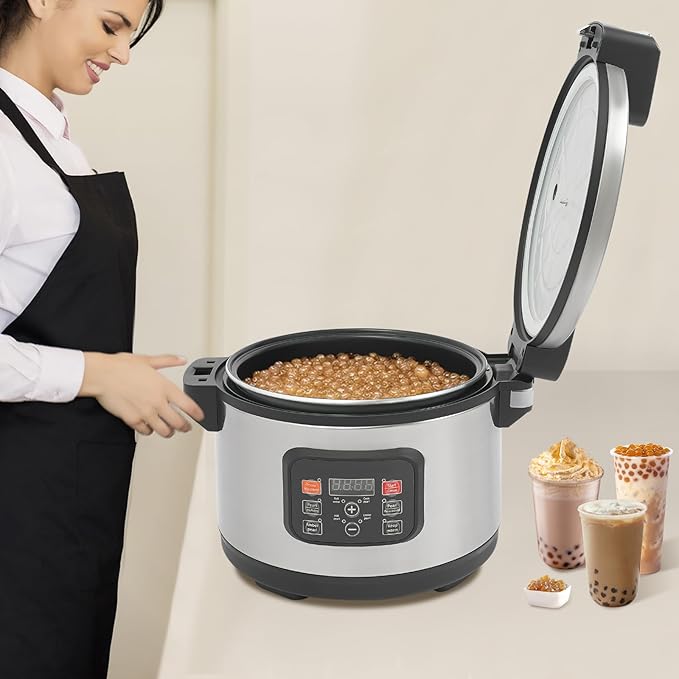 Commercial 12L Pearl Cooker 1850W Automatic Boba Maker with 24H Keep Warm Non-Stick Inner Pot for Bubble Tea Sago Tapioca - US Standard Plug (12L)