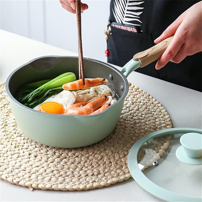 JSEIAJB 3pcs Gas Stove Induction Cooker Kitchen Non-Stick Frying Pan + Wok Cooking Cookware Set(L)