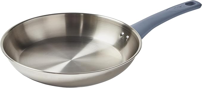 T-fal Essentials Stainless Steel Fry Pan 10.5 Inch Induction Compatible Oven Safe 350F Durability &amp Performance Cookware Pots and Pans Chef's Pan Skillet Frying Pan Dishwasher Safe Silver/