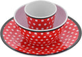 Topyond Christmas Dinnerware Set Melamine Plates and Bowls Set Red Dots Salad Plate Set Includes Plates Bowls and Cups for Home Kitchen Dining