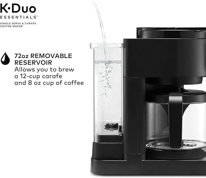 K-Duo Essentials Coffee Maker for Hot and Iced Drinks Single Serve KCup Pod Brewer and 12 Cup Carafe Drip Coffee Pot 72 oz Water Reservoir Perfect for Home &amp Office Use (Black)