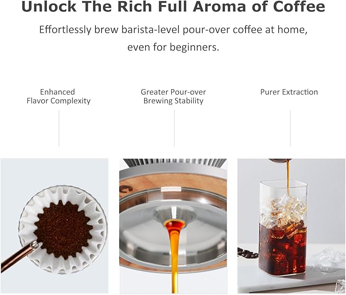 Pour Over Coffee Dripper Drip Coffee Pour Over Maker Resuable Blossom Cone Funnel Stainless Steel Metal Coffee Filter for Travel Camping Office Home Coffee Maker Brew (Midnight Black)