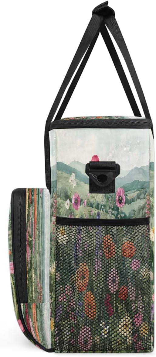 Flower Mountain Leaves Color Coffee Maker Carring Bag Travel Carrying Storage Tote Bag Compatible with Keurig K-Mini or K-Mini Plus Portable Single Serve Coffee Brewer Case with Pockets