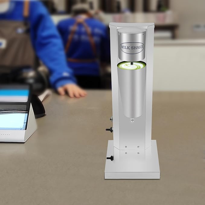 Milkshake Maker Machine Electric Milkshake Blender Maker Commercial Stainless Steel Milk Shaking Machine Single Head Milk Shaker with Two Types of Cups Electric Drink Mixer(Style 3)
