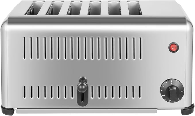 LOYALHEARTDY 6 Slice Commercial Toaster 1680w Stainless Steel Slim Toaster with 1-5 Minute Timer Bread Maker Dual Toast Mode (4/6 Slices) for Restaurant Bakery and Home Kitchen Use