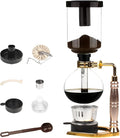 Japanese Siphon Coffee Maker Glass Vacuum Siphon Coffee Pot 5-Cup (600ml) with Alcohol Burner Adjustable Buffer Clamp Stainless Steel Bracket Base for Coffee Aficionados