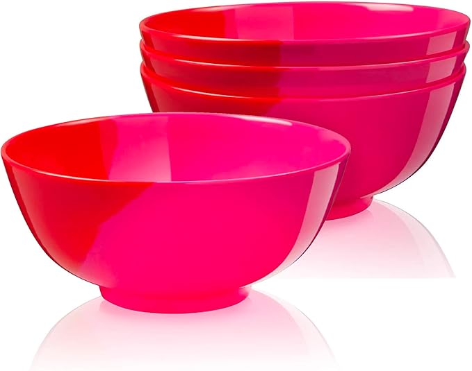 Melamine Serving bowls | Extra Durable Melamine Pasta Salad Bowl | Shatter-Proof and Chip-Resistant | Dishwasher Safe BPA Free | Lightweight Dinnerware Set of 4 | Perfect for Parties Picnics BBQ
