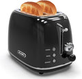 Toaster 2 sliceRetro Stainless Steel Toaster with 6 Settings 1.5 In Extra Wide Slots Bagel/Defrost/Cancel Function Removable Crumb Tray (Dark)
