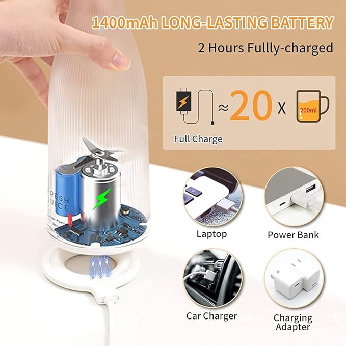 Portable Blender Personal Travel Size Blender with Magnetic USB Rechargeable for Shakes and Smoothies B