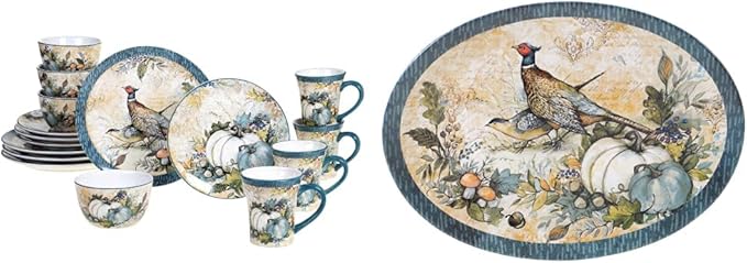 Certified International Harvest Gatherings 16pc Dinnerware Set + Oval Platter