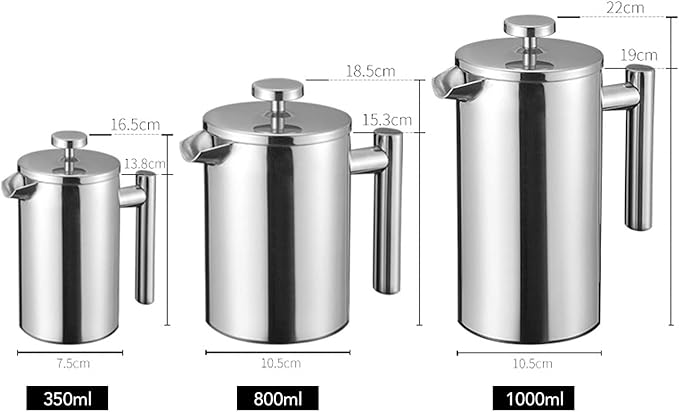 French Press Coffee Maker Double Layer Insulated Stainless Steel French Press Pot Portable Coffee Brewing French Press Best for French Press Coffee Durable Design