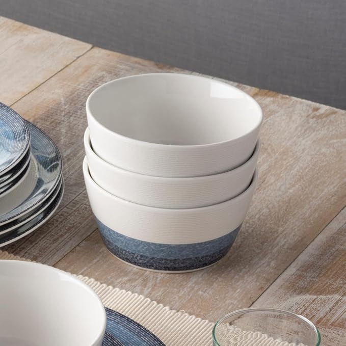 Noritake Colorscapes Layers Navy 12-Piece Coupe Dinnerware Set Service for 4