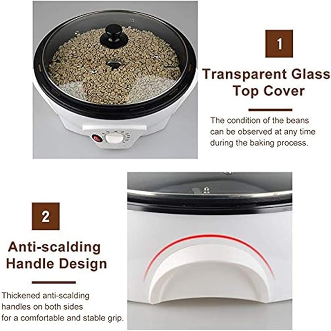 Home Coffee Beans Roasting Machine Coffee Roaster Household Baking Machine Grain Drying Machine 0-240°C Adjustable Suitable for Peanut Nut Bean 1200W