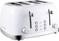 Roter Mond 4 Slice Toaster Retro Stainless Steel with Bagel Defrost Cancel Function 6 Browning Settings Extre Wide Slot and Removable Crumb Tray White ST033
