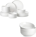 MALACASA 12 Pieces Porcelain Dinnerware Set Bundles 8.85 Large Pasta Bowls Set of 6