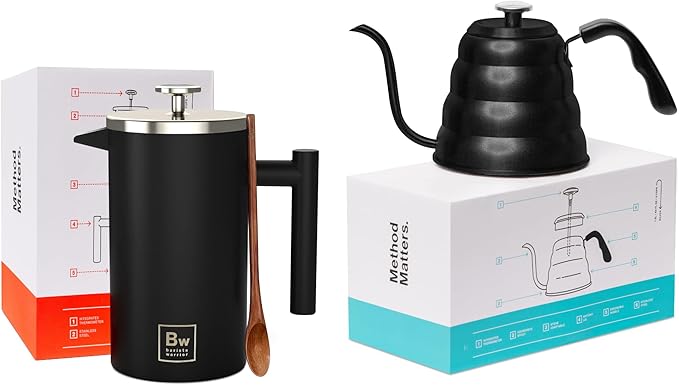 Barista Warrior French Press Coffee Maker &amp Gooseneck Kettle
