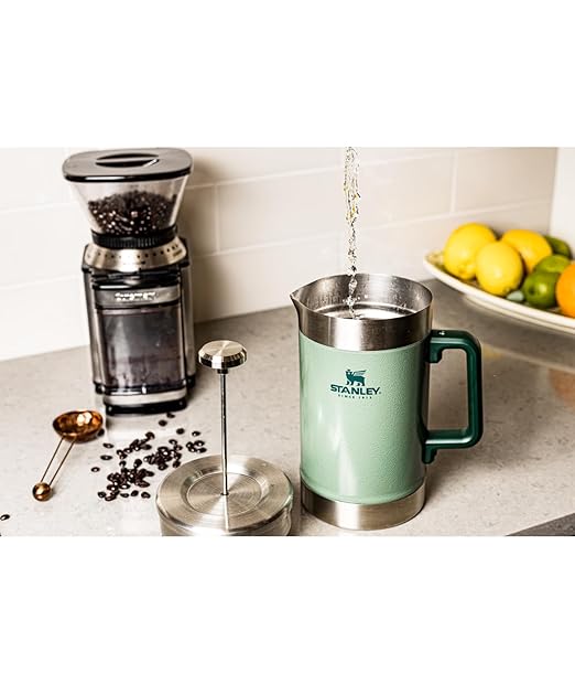 STANLEY Classic Stay-Hot French Press Coffee Maker 48 oz | 5 Minute Brew 4 Hours Hot | Mesh Filter for Coffee Grounds | Insulated Stainless Steel French Press | BPA-Free | Black 2.0