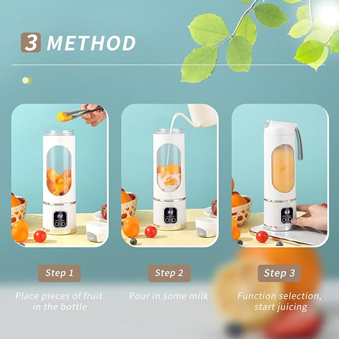 Electric Juicer Cup Display Fruit Mixing Machine 12 Inches Personal Blender with Rechargeable Battery Portable Shakes Maker with Safety Lock Kitchen Gym Travel Dormitory Apartment Organizer