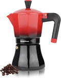 MAGEFESA Traditional Italian Coffee Maker Black and Red 9 Cups 450 ml Stainless Steel and Aluminium All Hob Types Induction Cold Handle