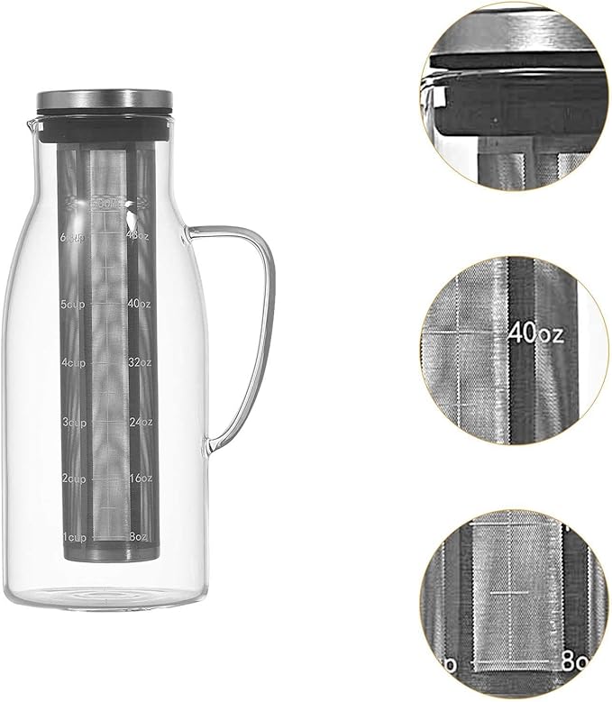 Tea Pot Cold Brew Coffee Maker Transparent Stainless Steel Filter Coffee Cold Extraction Pot Ice Drip Coffee Pot for Bar Cafe