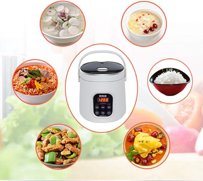 2L Electric Rice Cooker Car/home 12/24V Dual Voltage Soup Porridge Steamed Egg and Rice Cooker Suitable for 2-3 People