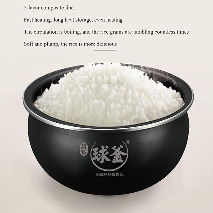 Rice Cooker Household Multi-Function Rice Cooker 24H Reservation and Heat Preservation Thicken Non-Stick Liner for 3-8 People (5l) ()