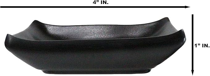 Ebros Gift Contemporary Ridged Matte Black Melamine Series Dinnerware Serveware Kitchenware Set Japanese Chinese Restaurant Supply (Pack Of 6 Rectangular Condiment Sauce Dish 2oz)