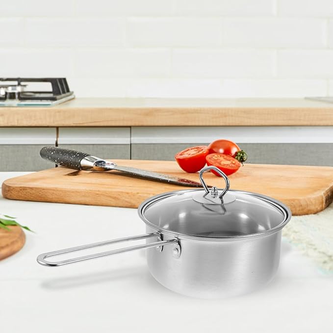 VILLCASE Stainless Steel Cookware Set Cooking Pot Trio for Kitchen Home Includes Soup Pot Frying Pan with Smooth Interior Surface for Easy Cleaning and Resistance