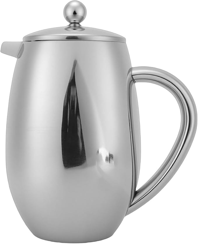 Fabater French Press 304 Stainless Steel Double Wall Coffee Maker 600ml Insulated Coffee Pot with Fine Mesh Filter for Home Outdoor Camping
